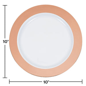 120ct Bulk Rose Gold Rim Plastic Banquet Plates