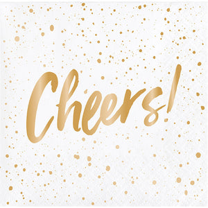 288ct Bulk Cheers Gold Foil Beverage Napkins by Elise