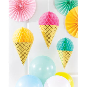 18ct Bulk Ice Cream Party Hanging Honeycomb Ice Cream Decorations