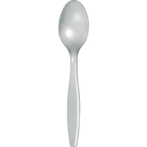 Bulk 288ct Shimmering Silver Plastic Spoons 