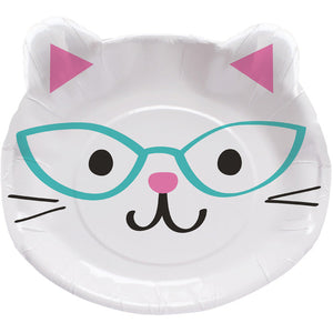 96ct Bulk Purr-fect Cat Party Assorted Kitten Shaped Dinner Plates