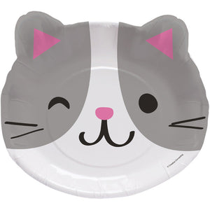 96ct Bulk Purr-fect Cat Party Assorted Kitten Shaped Dinner Plates