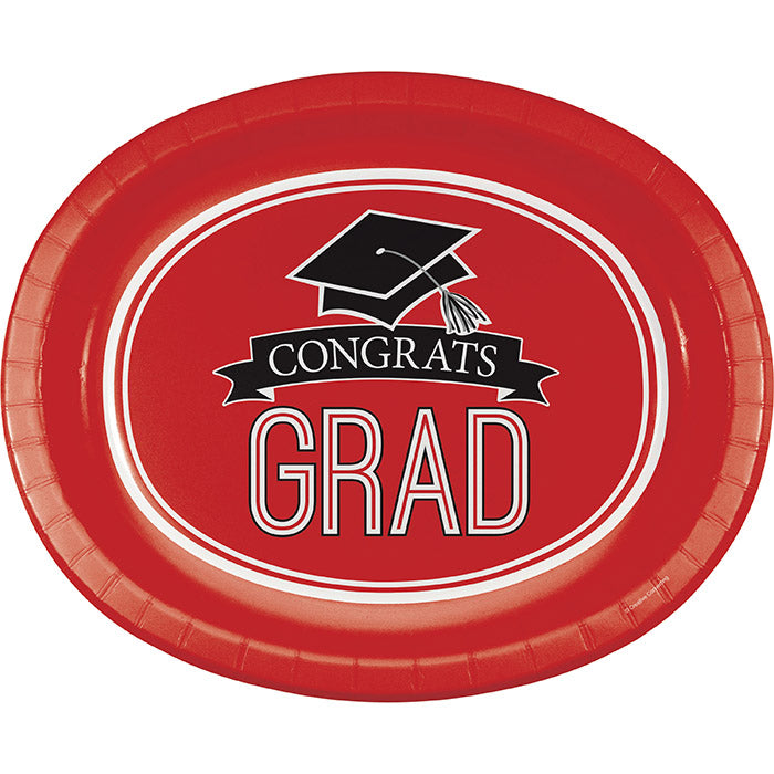 96ct Bulk Graduation School Spirit Red Oval Plates