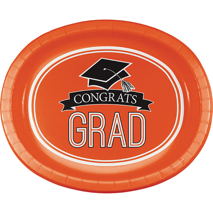 96ct Bulk Graduation School Spirit Orange Oval Plates