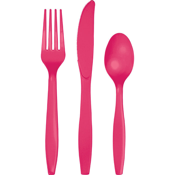 Bulk 288ct Hot Magenta Assorted Plastic Cutlery 