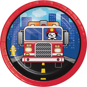 96ct Bulk Fire Truck Dessert Plates