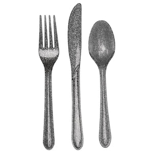 288ct Bulk Silver Glitz Glitter Assorted Cutlery