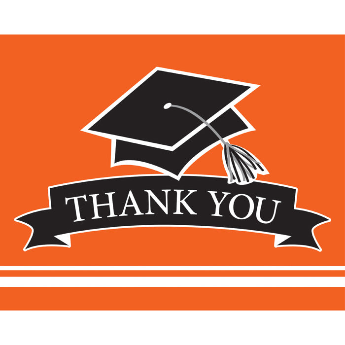 75ct Bulk Graduation School Spirit Orange Thank You Notes