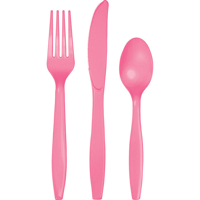 Bulk 216ct Candy Pink Value Friendly Assorted Plastic Cutlery 