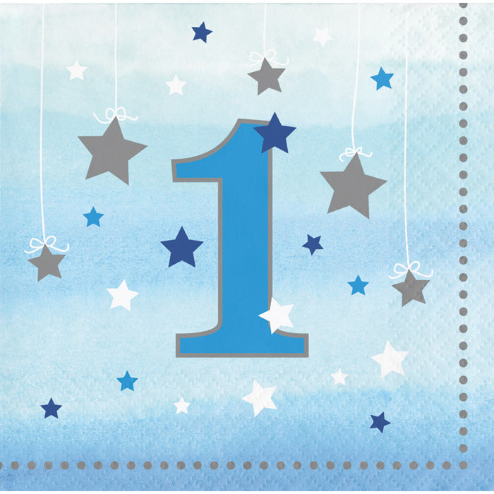 192ct Bulk One Little Star Boy 1st Birthday Beverage Napkins