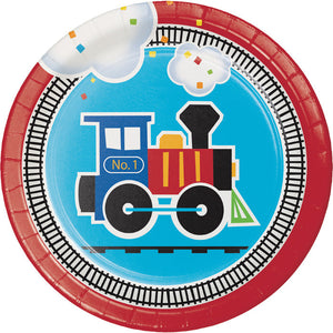 96ct Bulk All Aboard Train Dessert Plates