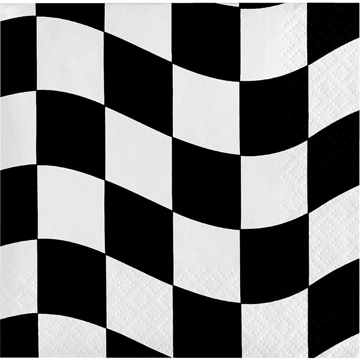 216ct Bulk Black and White Check Beverage Napkins