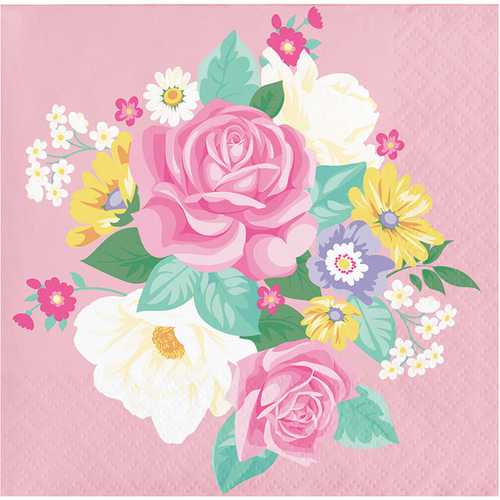 192ct Bulk Floral Tea Party Beverage Napkins