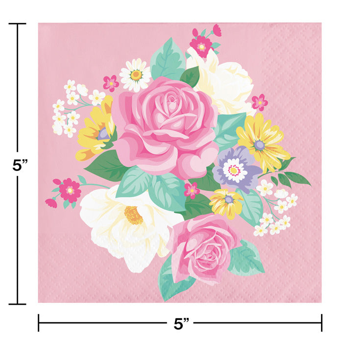 192ct Bulk Floral Tea Party Beverage Napkins