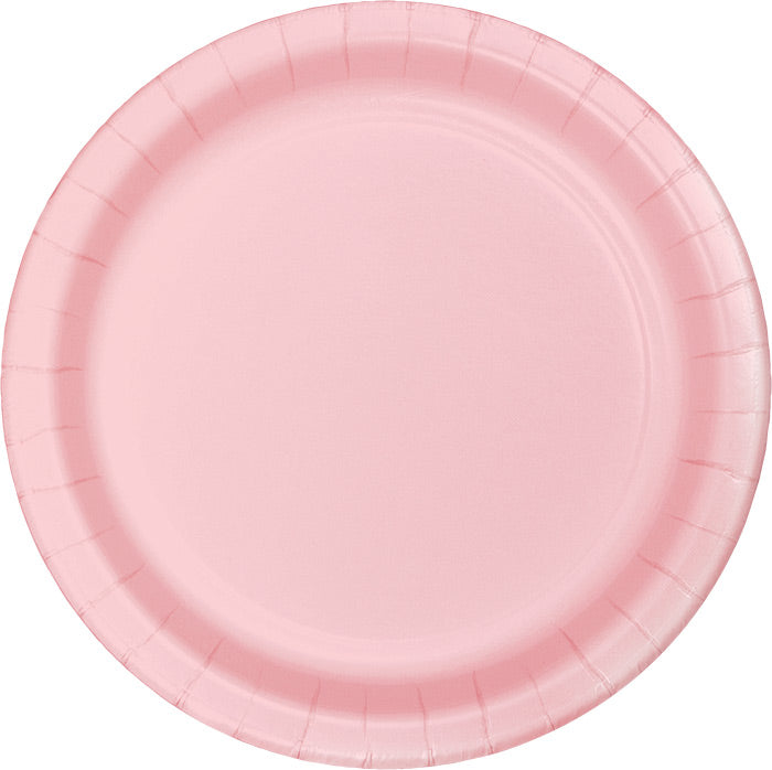 Bulk Classic Pink Paper 6.75 inch Dessert Plates 240 per Case 23.40 case