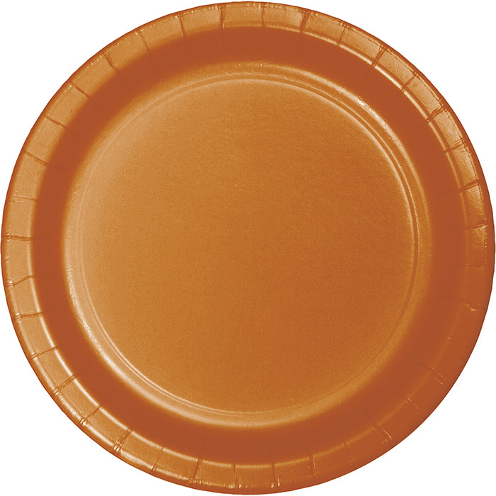 Bulk 240ct Pumpkin Spice Orange Paper 6.75 inch Dessert Plates 