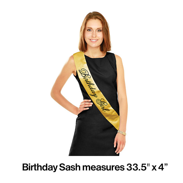 12ct Bulk Black and Gold Birthday Sashes