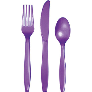 Bulk 288ct Amethyst Purple Assorted Plastic Cutlery 